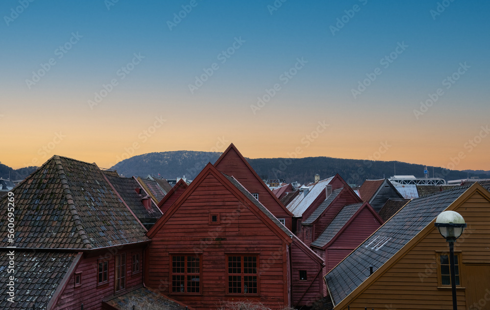 Sunrise over Bergen, Norway. Sunrise over Bergen, Norway.