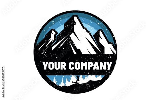 Mountain Ski Badge Vector
