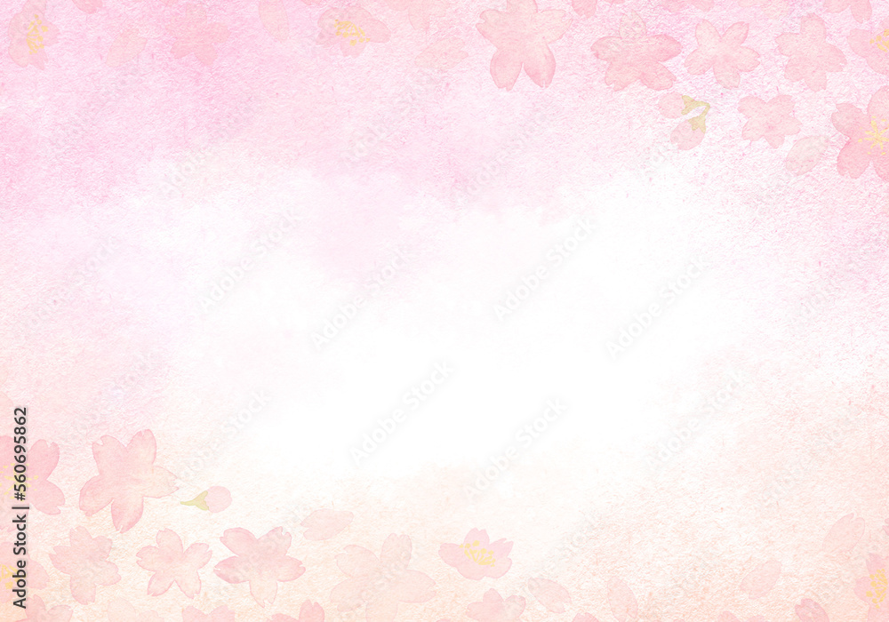 シンプルな水彩の桜の背景イラスト3