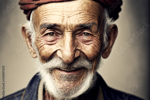 Beautiful elderly man in front of a background