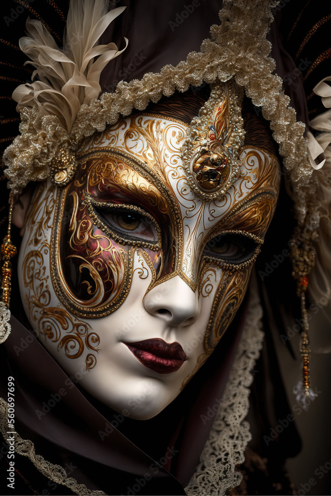 Colorful carnival masks in a traditional festival in Venice - Generative AI Colorful carnival masks in a traditional festival in Venice - Generative AI