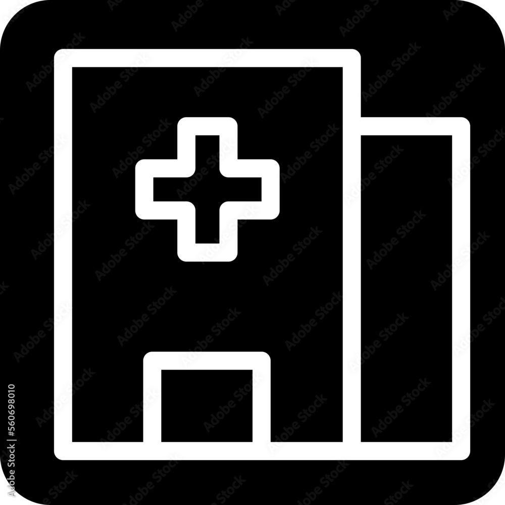 Solid hospital center building icon Solid hospital center building icon