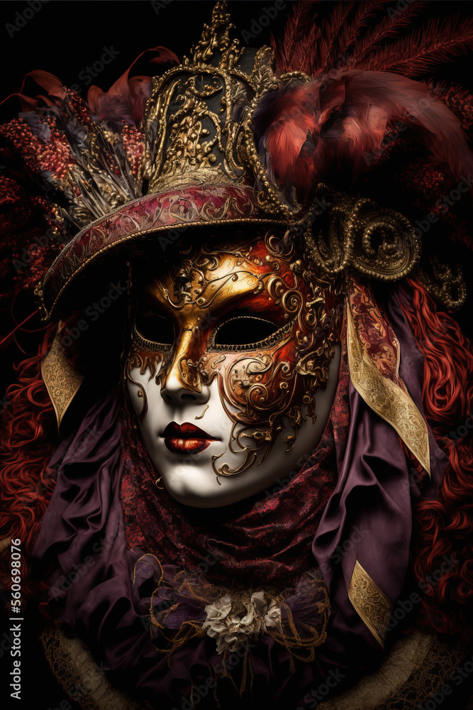 Colorful carnival masks in a traditional festival in Venice - Generative AI Colorful carnival masks in a traditional festival in Venice - Generative AI