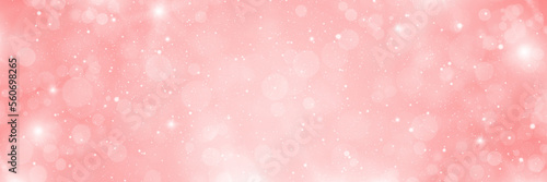 Soft pink bokeh background. Abstract banner with circles and flashes