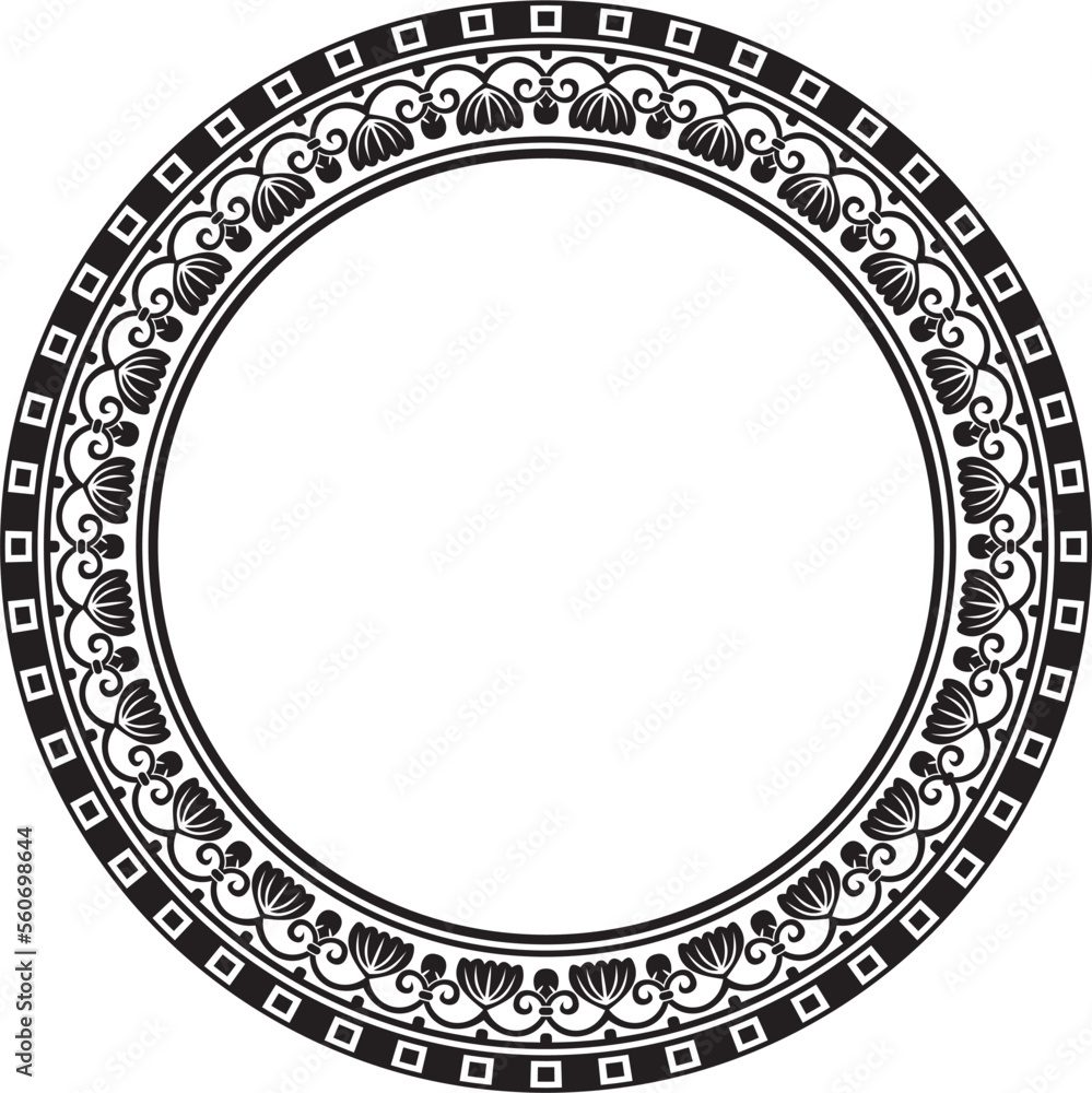 Vector black monochrome round ornament ring of ancient Greece. Classic pattern frame border Roman Empire.. Vector black monochrome round ornament ring of ancient Greece. Classic pattern frame border Roman Empire..