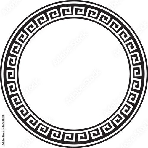 Vector round monochrome classic frame. Greek meander. Patterns of Greece and ancient Rome. Circle european border