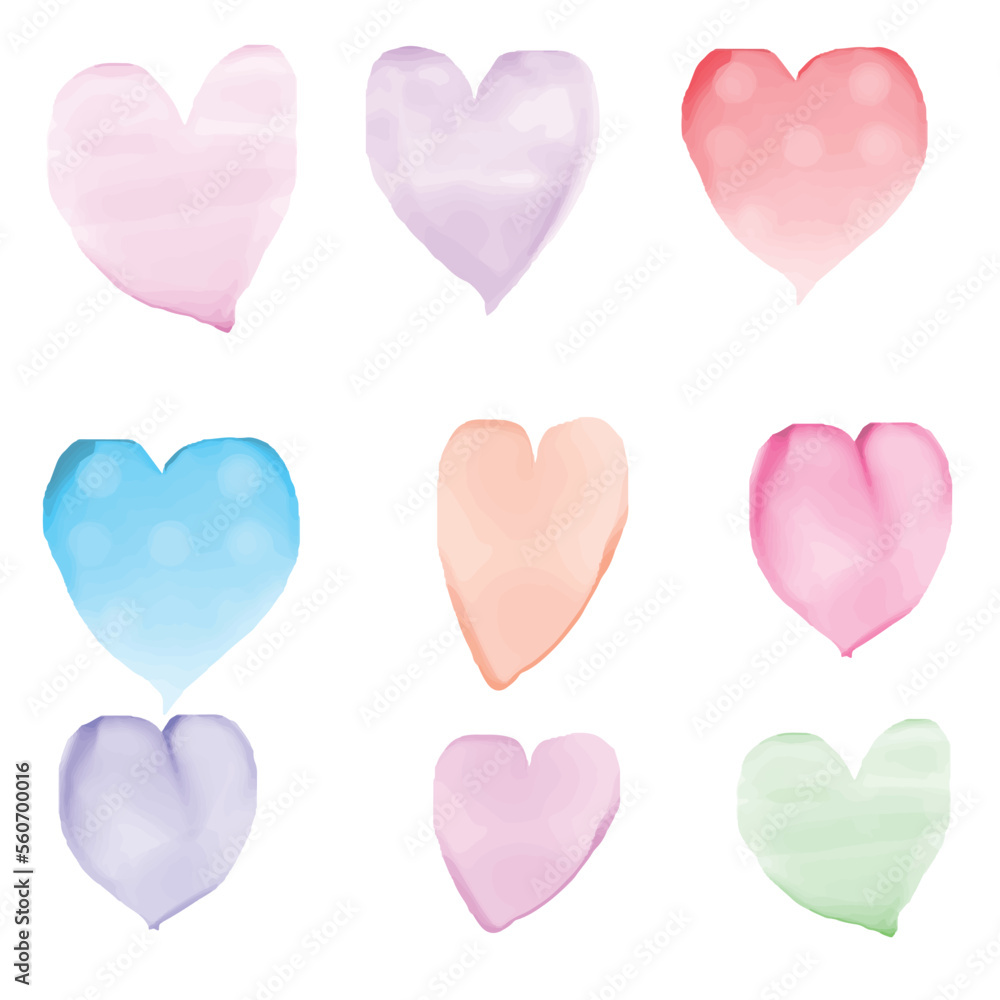 Watercolor Hearts Clipart Valentines Day