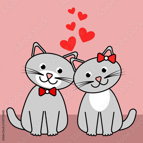 simple vector illustration with cat and heart