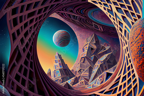 Interdimensional travel and parallel universes, ai illustration