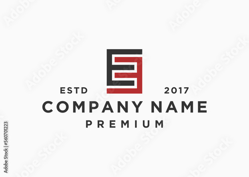 letter ee square logo design vector illustration template