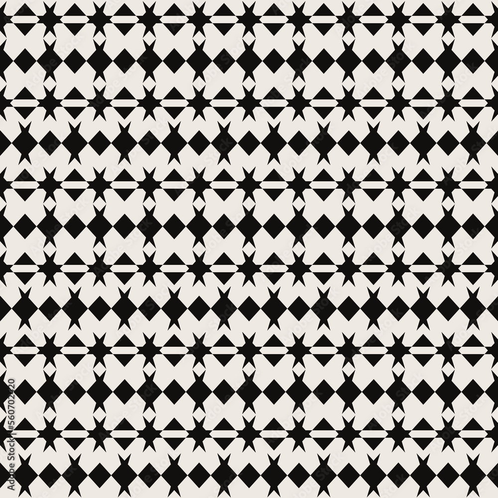 Monochrome Geometric Wallpaper. Decorative vector seamless pattern. Repeating background. Tileable wallpaper print.