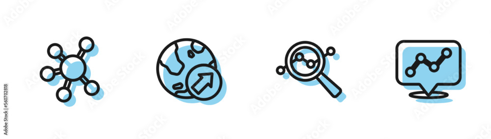 Set line Search data analysis, Project team base, Financial growth and Graph chart infographic icon. Vector Set line Search data analysis, Project team base, Financial growth and Graph chart infographic icon. Vector