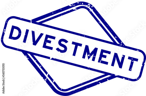 Grunge blue divestment word rubber seal stamp  on white background