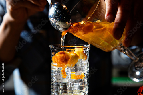 Orange and orange peel cocktail