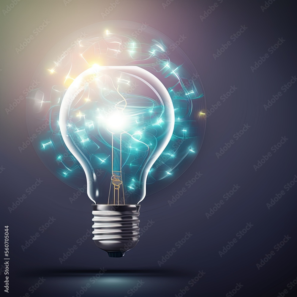 A light bulb design. The concept of ideation. AI Generative art A light bulb design. The concept of ideation. AI Generative art