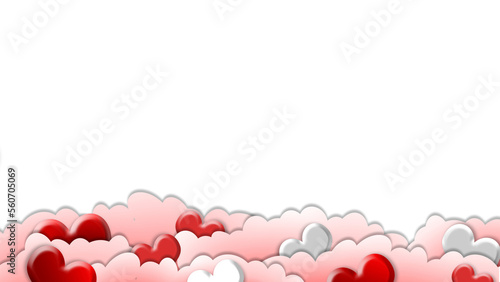 cloud pink with heart hiding for valentine day