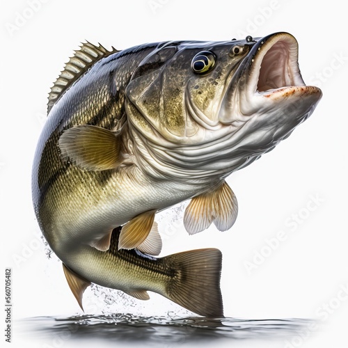 Portrait. of a largemouth bass fish isolated on a white background photo