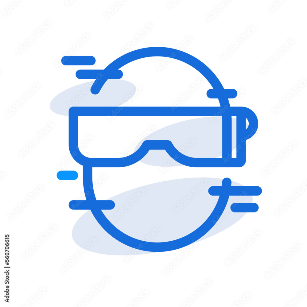 Google glass technology icon with blue outline style. Concept, digital, data, abstract, network, internet, tech. Vector Illustration Google glass technology icon with blue outline style. Concept, digital, data, abstract, network, internet, tech. Vector Illustration