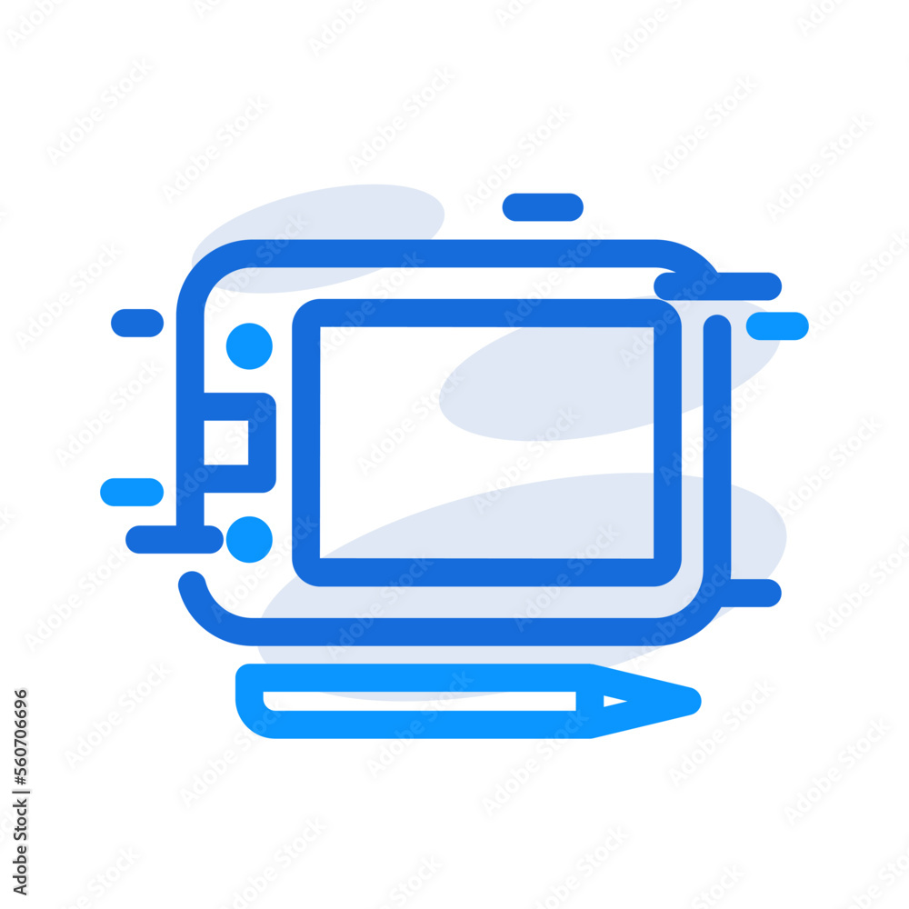 Drawing tablet technology icon with blue outline style. Concept, digital, data, abstract, network, internet, tech. Vector Illustration Drawing tablet technology icon with blue outline style. Concept, digital, data, abstract, network, internet, tech. Vector Illustration