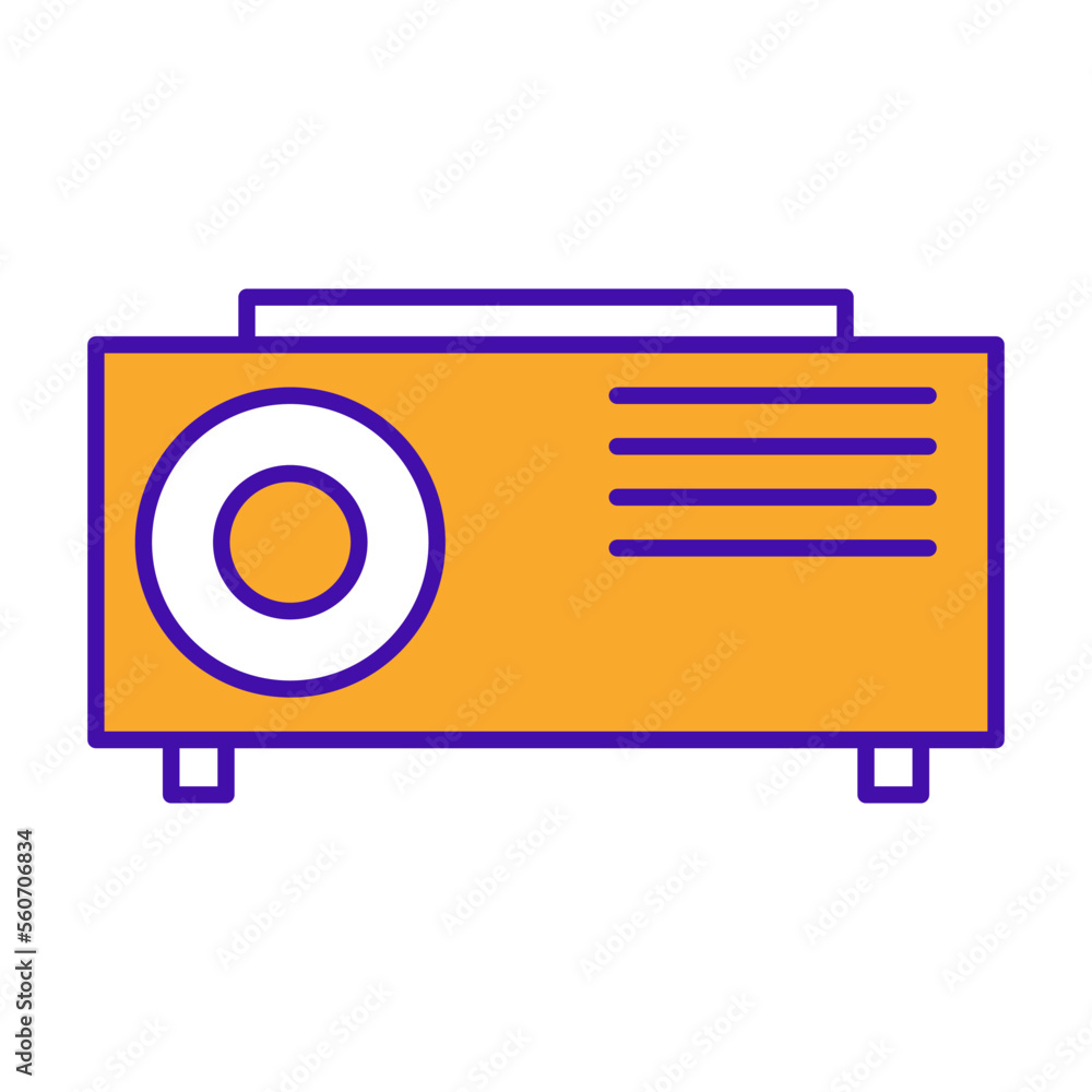 Projector technology icon with orange blue outline style. Concept, digital, data, abstract, network, internet, tech. Vector Illustration Projector technology icon with orange blue outline style. Concept, digital, data, abstract, network, internet, tech. Vector Illustration