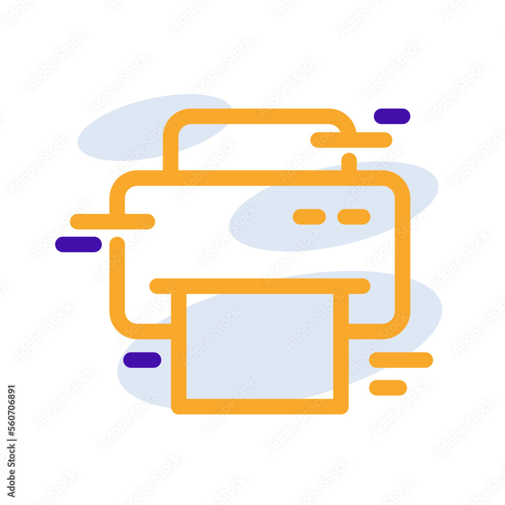 Printer technology icon with orange purple outline style. Concept, digital, data, abstract, network, internet, tech. Vector Illustration Printer technology icon with orange purple outline style. Concept, digital, data, abstract, network, internet, tech. Vector Illustration