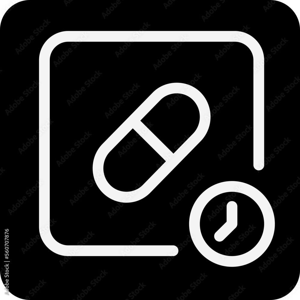 Solid pill clock square icon Solid pill clock square icon
