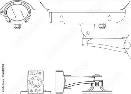cctv illustration vector sketches of various models of various sides