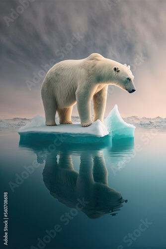 polar bear on ice   ai generated