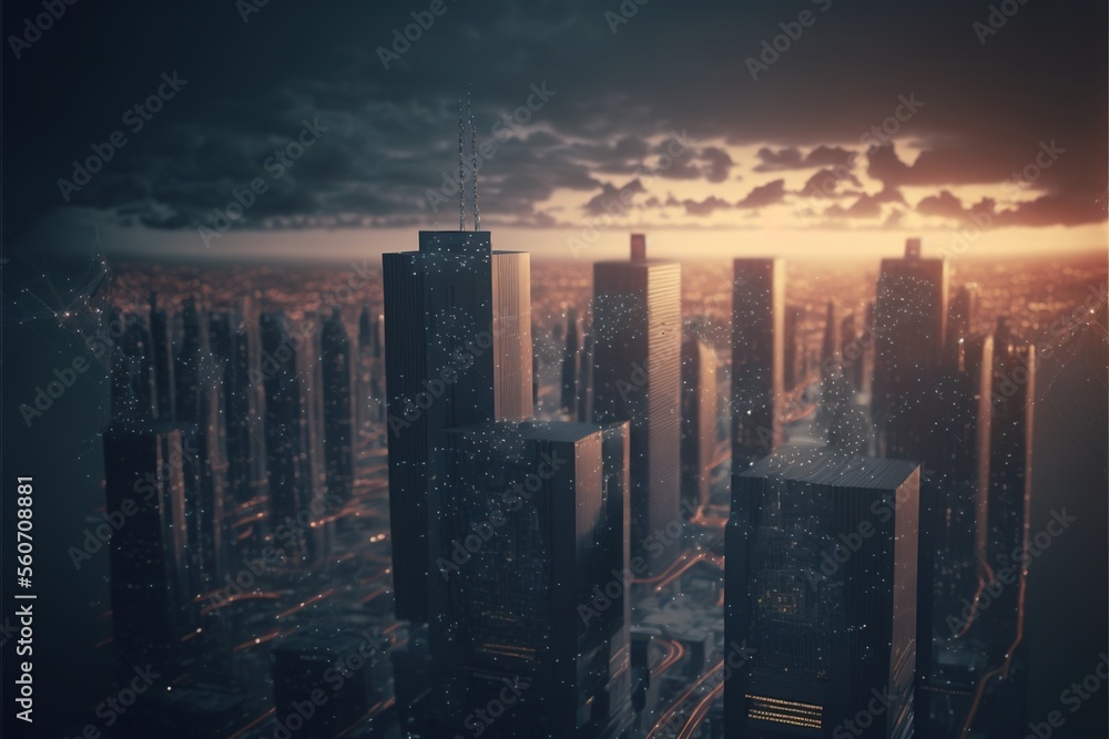 Fototapeta premium Digital illustration about technology and house.