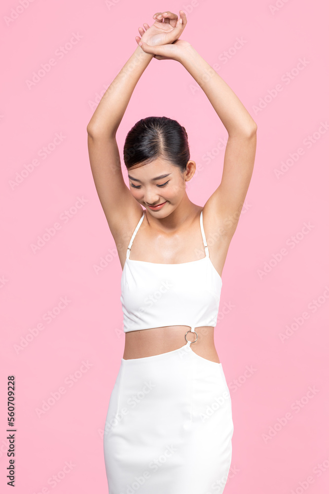 Beautiful Young Woman with Clean Fresh Skin and show armpit Beautiful Young Woman with Clean Fresh Skin and show armpit