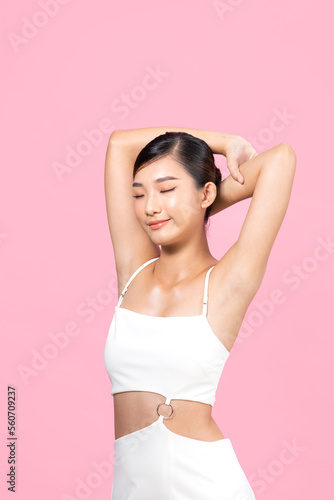 Woman with beautiful body after epilation photo