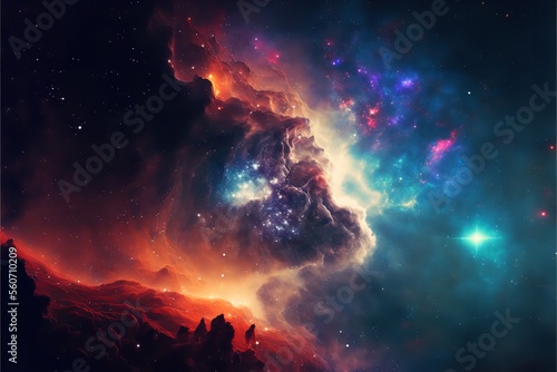 Background of limitless nebula and galaxy in faraway space. Generative Ai. © Concept Killer