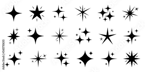 Decorative stars shine sparkle icons. Stars logo collection