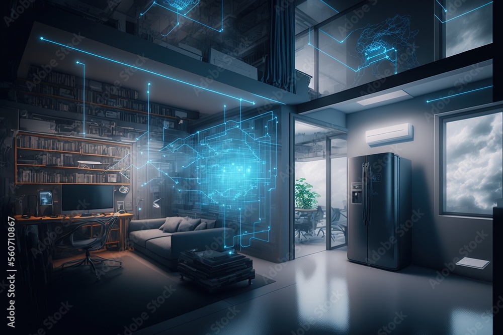 Digital illustration about technology and house. Digital illustration about technology and house.