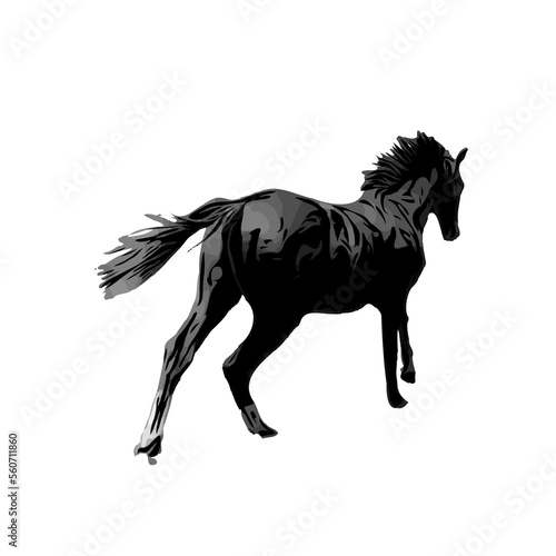 black and white sketch of a horse with a transparent background © Alfian