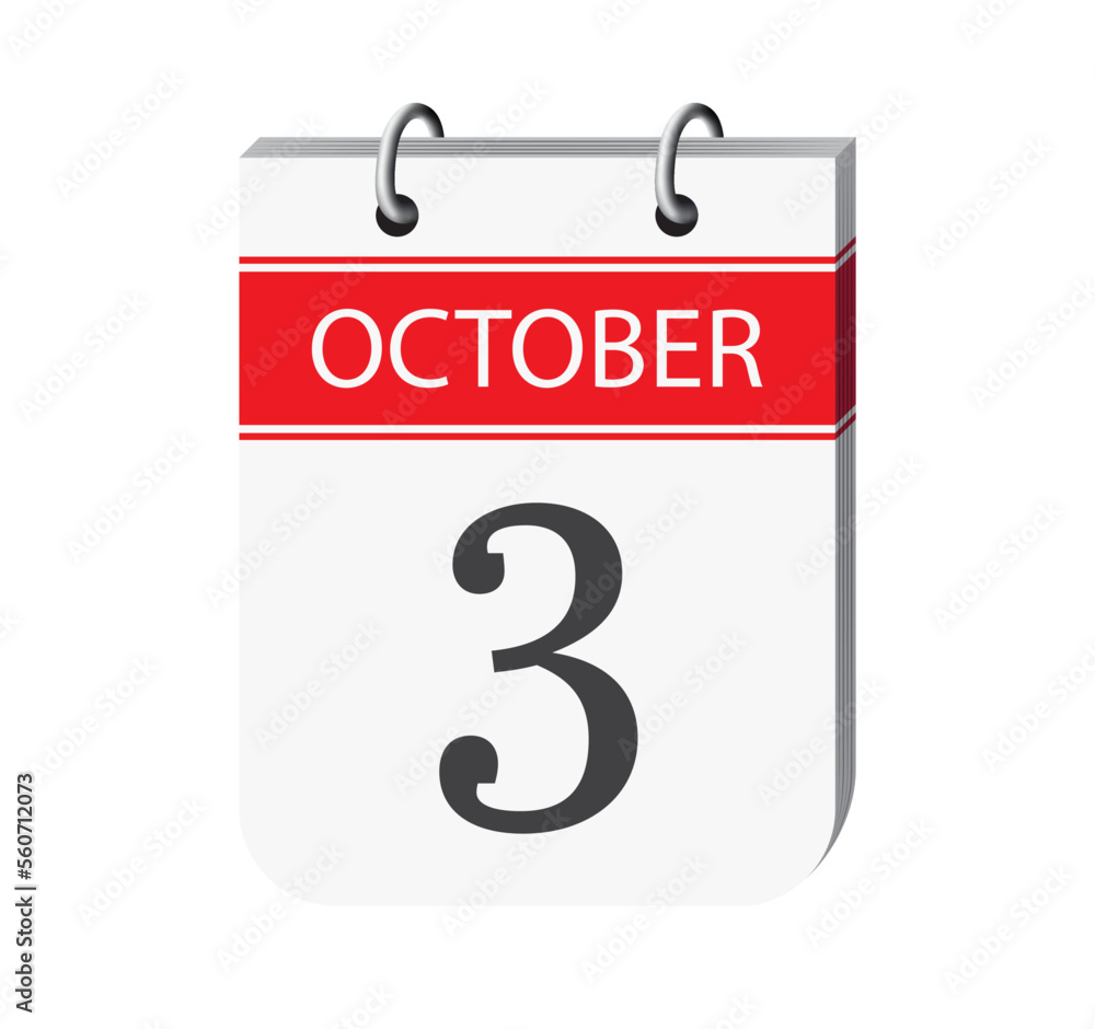 3 october calendar page vector. 3d one day calendar date appointment, deadline, event reminder illustration. Abstract three dimensional daily date appointment, agenda, event calendar. 3 october calendar page vector. 3d one day calendar date appointment, deadline, event reminder illustration. Abstract three dimensional daily date appointment, agenda, event calendar.