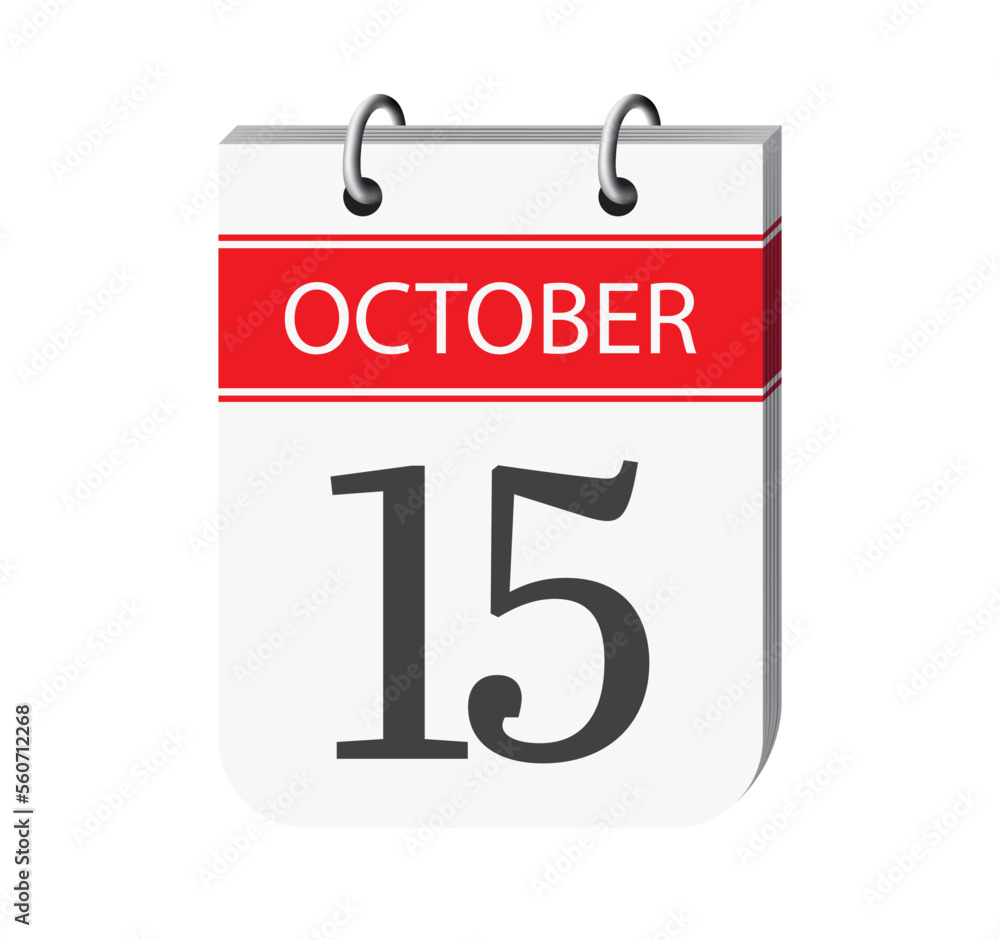 15 october calendar page vector. 3d one day calendar date appointment, deadline, event reminder illustration. Abstract three dimensional daily date appointment, agenda, event calendar. 15 october calendar page vector. 3d one day calendar date appointment, deadline, event reminder illustration. Abstract three dimensional daily date appointment, agenda, event calendar.