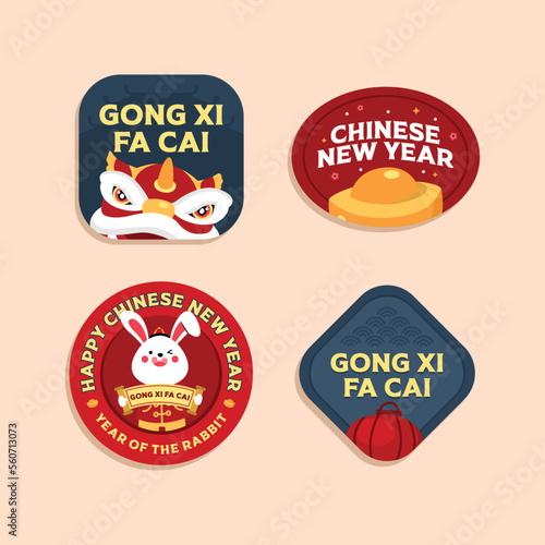 Hand drawn chinese new year label design collection