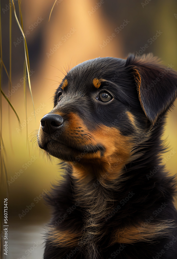 Beauceron puppy in grass, cute dogs, Generative AI Beauceron puppy in grass, cute dogs, Generative AI
