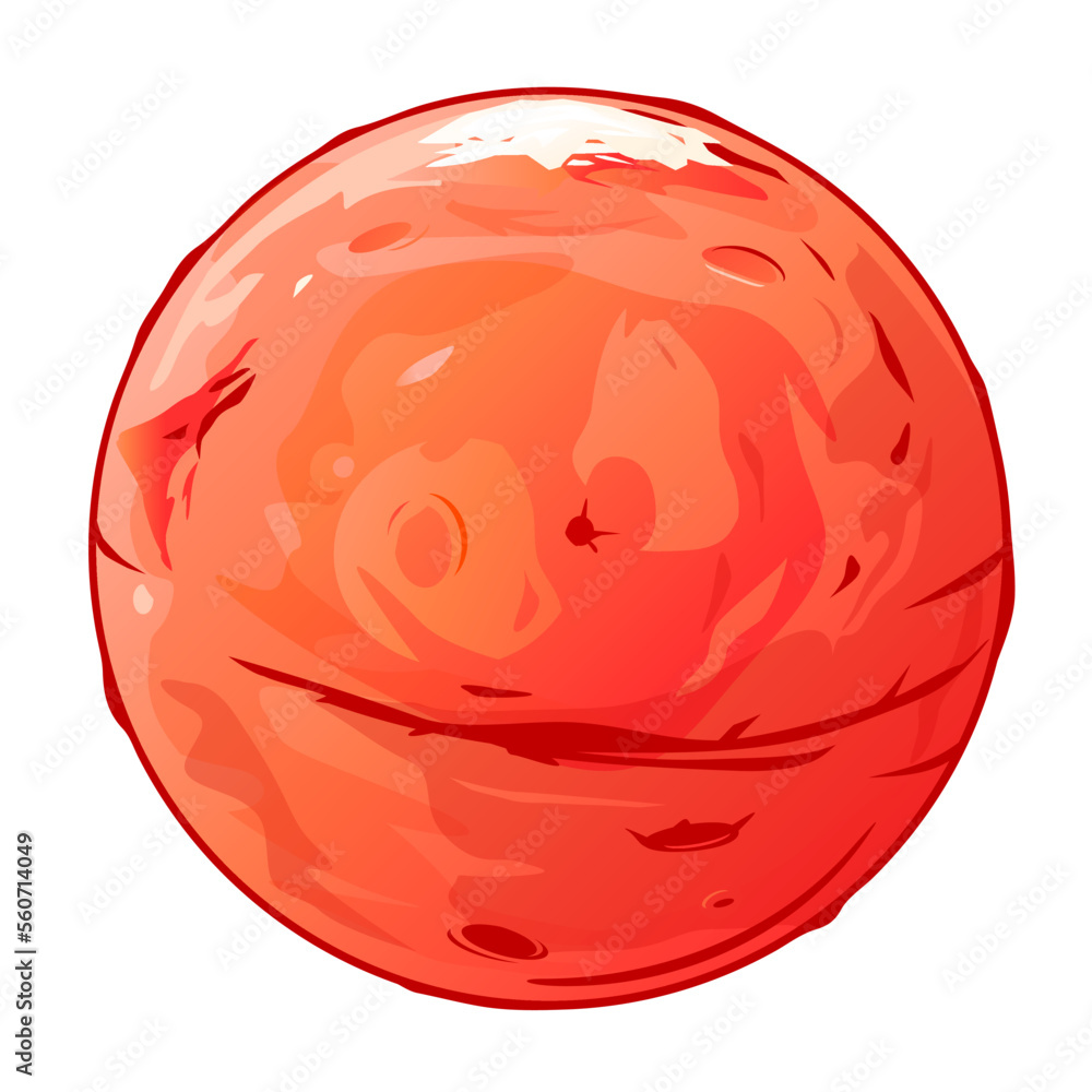 One full planet Mars with Valles Marineris, Olympus Mons, Martian polar ice cap and glacier, space exploration and colonize illustration, isolated One full planet Mars with Valles Marineris, Olympus Mons, Martian polar ice cap and glacier, space exploration and colonize illustration, isolated