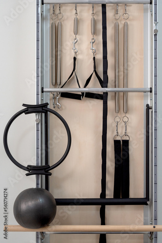Pilates springboard with ball and ring