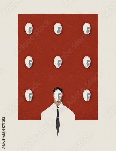 Man wearing one of his theatrical masks