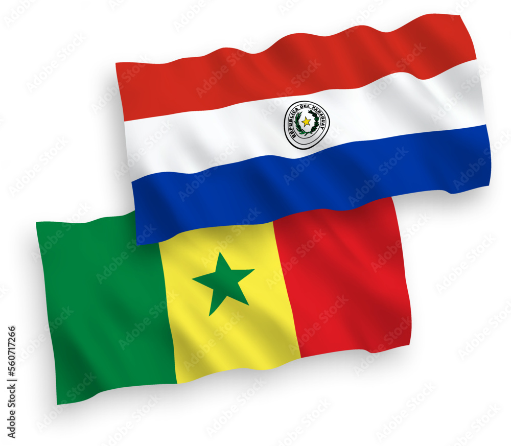 Flags of Republic of Senegal and Paraguay on a white background Flags of Republic of Senegal and Paraguay on a white background