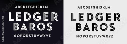 LEDGER BAROS Modern Bold Font. Regular Italic Number Typography urban style alphabet fonts for fashion, sport, technology, digital, movie, logo design, vector illustration
