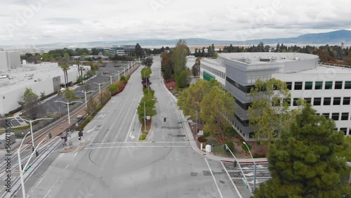 Aerial view of Google Campus. Shows the architecture and urban landscape. Sunnyvale, California, USA. 