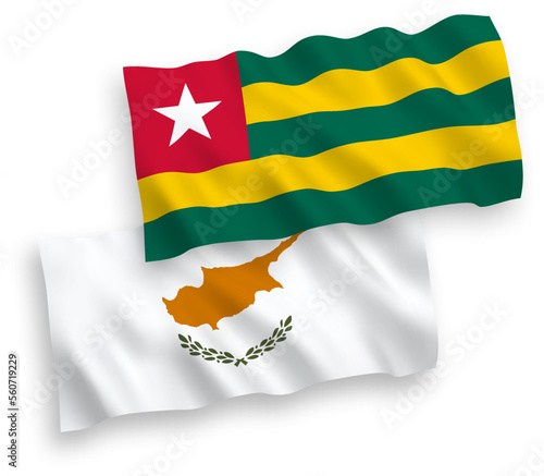 Flags of Cyprus and Togolese Republic on a white background