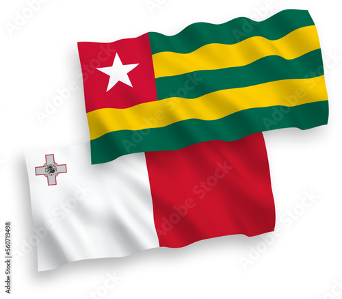 Flags of Malta and Togolese Republic on a white background