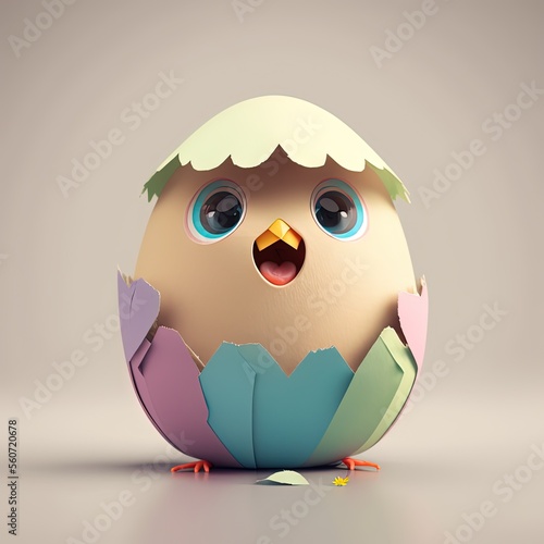 Cute Cartoon Chick in an Ea...