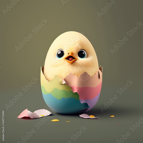 Cute Cartoon Chick in an Ea...