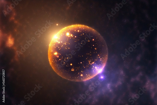 Generative ai illustration of planets and shining stars galaxy in space. © Eugenio Marongiu